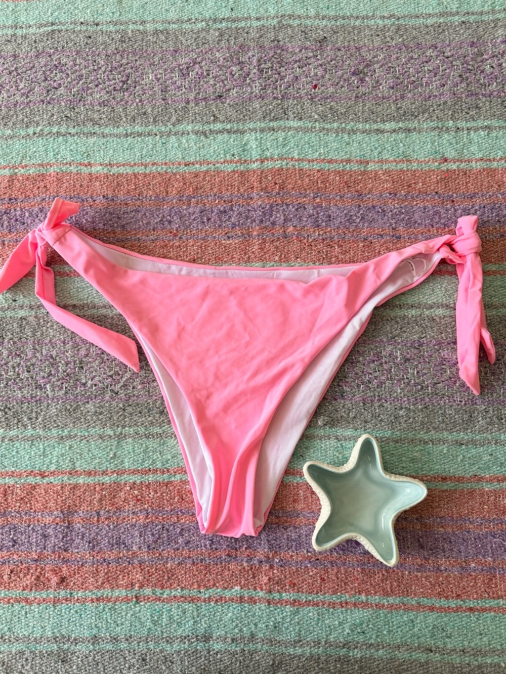 SHEIN Neon Pink Tie Side Bikini Bottoms 3XL High Cut